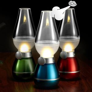 Nachtverlichting LED Kaars Licht Oplaadbare Blow Control Sensor Kerosine Lamp Trapess Dimmen Knop Switch Sfeer Home Decor