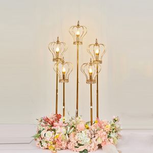 wedding props plated crown road lights gold wrought iron Metal Roads Lead Stand Adjustable wedding T stage decoration Party