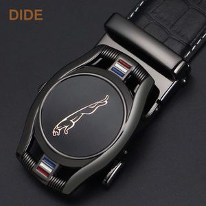 Alligator leather pattern cowhide leather men belt with watch dign buckle