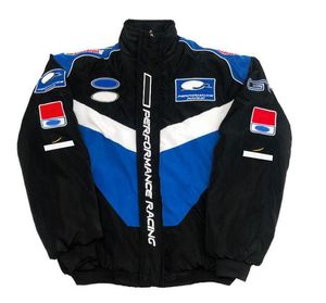 chaquetas de moto bordadas al por mayor-2021F1 Carreras de la chaqueta de motocicleta de manga larga de las carreras Equipo de algodón de invierno Jersey bordado para mantener caliente con la misma fórmula personalizada