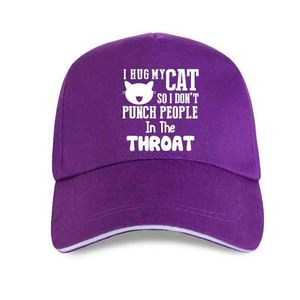 Men s cotton baseball cap printed with the words quot I hug my cat quot
