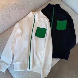 deri sweatshirtler toptan satış-Tasarımcı Lüks Erkek Hoodies Giyim Klasik Geometri Yeşil Deri Cep Fermuar Uzun Kollu Hırka Streetwear Pamuk Rahat Bayan Kazak