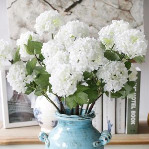 hortensia boule de fleurs artificielles achat en gros de Fleurs décoratives hydrangée artificielles boule fleur blanc boule de neige flores maison fête de mariage décor de noël décorations d automne NHE5863