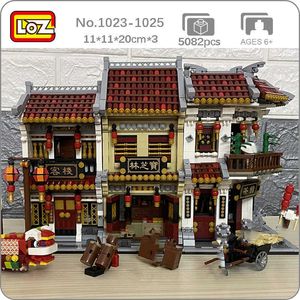 LOZ China Oude Architectuur Chinatown Teahouse Hospital Inn City Street Mini Blokken Bricks Building Toy for Children No Box Y0816