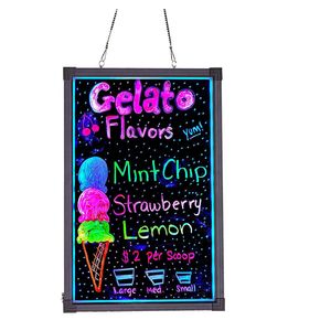 LED Neon Sign Board quot x24 quot Illuminated Erasable Effect Restaurant Menu Signs with Colors Flashing Mode DIY Message Chalkboard for Kitchen Wedding Promotions