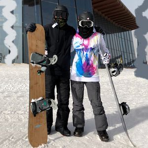 Wholesale womens snow suit resale online - Fashion Men and Women Ski Suit Snowboarding Hoodie Jacket outdoor Sports Mountaineering Waterproof Winter Snow Jackets Suit