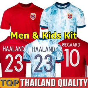 team uniforms football achat en gros de 20 Norvège Soccer Jerseys Noruega Haaland Ödegaard Berge King National Team Football Shirt Set Thaïlande Hommes Kit Kit Kit Uniformes