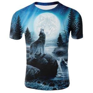 футболка 3d волк оптовых-Mens Tee D футболка летнее волчьи животные печать с коротким рукавом футболка блузка топы мужчины смешные футболки D животное футболка плюс размер