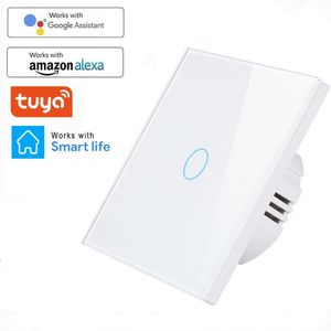 lichtschalter-sensoren großhandel-Smart Power Plugs WiFi Wall Touch Sensor Switch EU RF433 Lichtschalter Gang V Tuya App Home Kit Unterstützung Alexa Google
