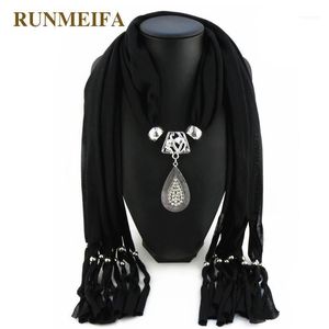Scarves Runmeifa Fashion Smycken Scarf Solid Polyester Diamond Pendant för Kvinnor Vattendroppar Form1