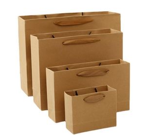 kolları olan küçük kahverengi hediye çantaları toptan satış-2021 cm Zarif Kraft Kağıt Hediye Çantası Küçük Boy Ambalaj Hediye Çanta Kolu Ile Kaliteli Beyaz Siyah Kahverengi