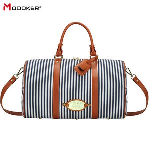 Duffel Bags Modoker Large Black White Striped Women Travel Bag Organizer Casual Outdoor Teenager Luggage With Zipper Package