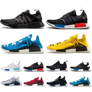 Wholesale red nmd pharrell resale online - NMD R1 mens Human race running shoes core black yellow red white blue glow Pharrell Williams HU Runner men women trainers sports sneakers fashion