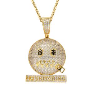 Europe and the United States cartoon expression zipper pendant necklaces zircon hip hop funny micro shut up