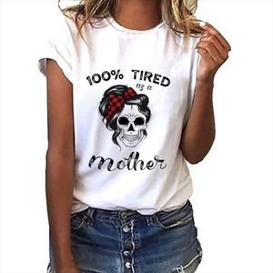kafatası baskı gömlek kızlar toptan satış-Kafatasları Eğlenceli Karikatür Baskı Erkekler T Shirt Lady O Boyun Harajuku S Kızlar Gömlek Kısa Kollu Ve Kadınlar Moda Kadın