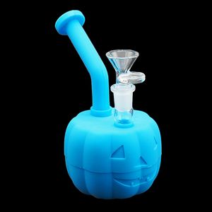 Pumpkin shape Hookahs with transperant glass bowl colorful Silicone smoking pipes