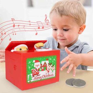 おもちゃのサンタクロース盗みのコインのお金の箱のための音楽子供のための銀行の教育クリスマスプレゼントを学ぶ