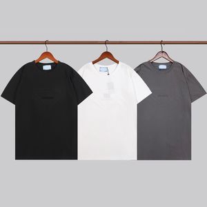 gri cebim tişörtleri toptan satış-21ss Erkekler Baskılı T Shirt Tasarımcı Üçgen Göğüs Cep Paris Anaglyph Stereoskopik Mektup Baskı Giysi Erkek Gömlek Etiketi Gevşek Stil Siyah Beyaz Gri