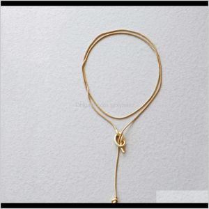 Wholesale knotted rope necklace resale online - Pendant Necklaces Pendants Jewelry Drop Delivery A0011 Fashion Vacuum Electroplated Copper Sweater About Rope Knot Soft Snake Leather