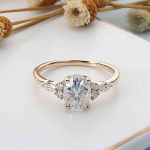 anel de ouro 14k 585 venda por atacado-CXSJeremy Sólido k Anel de Ouro Amarelo mm ctw Oval Moissanite Engagement para Casamento Noiva Anniversary