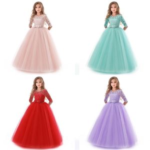 Kids Bridesmaid Lace Girls Dress For Wedding and Party Dresses Evening Christmas Girl long Costume Princess Children Fancy Y Q2