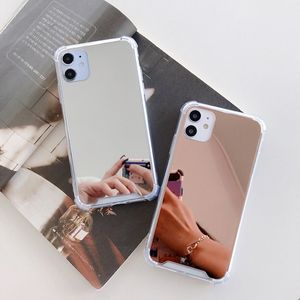 Girls Women Cute Shockproof TPU PC Mirror Mobile Phone Cases For iPhone Pro X XR XS Max Four Corners Protective Anti Shock Dirt resistant Cell Back Cover