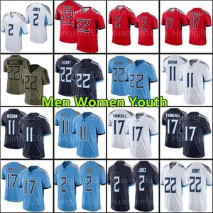 derrick henry jersey venda por atacado-22 Derrick Henry Julio Jones Camisolas AJ Brown Football Ryan Tannehill Mens Womens Youth Kids