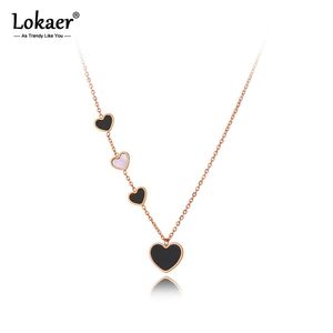 Lokaer Women s Stainless Steel Necklace piece Set Heart Pendant Neck Zipper Fashion Jewelry Acrylic N20226