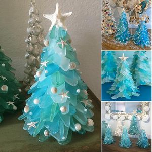 Juldekorationer pc Creative Sea Tree Starfish Blue Color System Princess Ornament Små tema Xmas Desktop Decor Gift for Girls