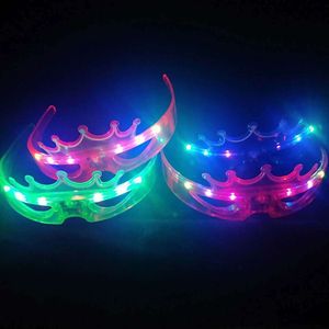 bar óculos acende venda por atacado-Crown LED Óculos Piscando Iluminação Piscando Máscara de Olho Wear Night Club Bar Casamento Glow Sunglass Party Carnaval Festival