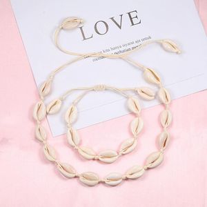 Chokers Set Fashion Women Seashells Necklace Bracelet Collar Rope Choker Chain Bracelets Bangles Summer Girl Jewelry Birthday Gift