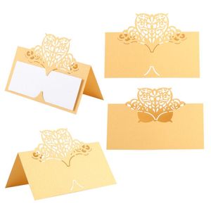 30pcs ihåliga blommiga platskort gyllene bordnamn mottagning för bröllop bankett guld hälsning
