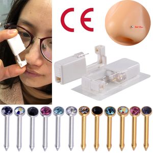 Wholesale disposable nose piercing gun for sale - Group buy 1 Unit Disposable Safe Sterile Piercing Unit For Gem Nose Studs Piercing Gun Piercer Tool Machine Kit Earring Stud Body Jewelry
