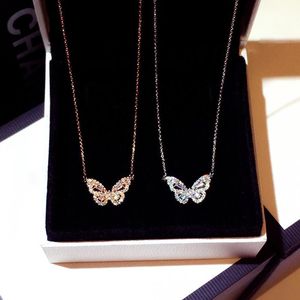 Wholesale butterfly crystal wedding for sale - Group buy Pendant Necklaces Fashion Rose Butterfly Necklace Female Shiny Crystal Wedding Ball Valentine Gift Sterling