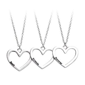 triple hearts necklace großhandel-Anhänger Halsketten Stück Set Mode Halskette Freund Herz Dreifach Nähen Freundinnen Freundin Freundin Freundhaberei