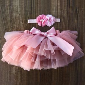 röcke für säuglinge großhandel-Röcke Baby Mädchen Tüll Bloomers Infant Tutu Windeln Deckel Kurz und Blume Stirnband Party pografie Kleidung