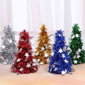 27cm PET Mini Christmas Tree Green Blue Artificial Tabletop Decoration Xmas Party Ornaments Gifts Home Decor Y1104
