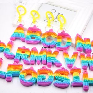 Speelgoed Rainbow Letters PVC Sleutelhanger Hanger Zachte Rubber Siliconen Kleur L zakauto