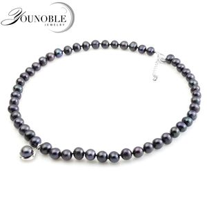 YouNoble real black freshwater pearl for women pearl choker necklace bridal girl mother best friends birthday gift