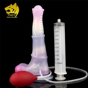 Yocy Nieuwe SeaJelly Kleurrijke Dildo Paard Realistische Squirting Functie Dierlijke Penis met Zuignap voor Mannen Anaal Orgasm Sex Toy