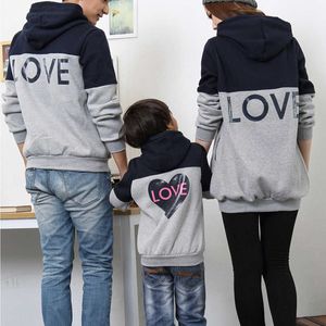 Wholesale matching mother daughter outfit for sale - Group buy Love Couples Family Matching Outfit Winter Thickening Outerwear for Kids Dad Son Hooded Coat Mother Daughter Letter Print
