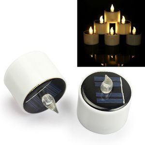 Wholesale led candle night light resale online - Solar Led Candles Tea Lights Flameless Electric Warm White Flickering Waterproof Outdoor Night Light
