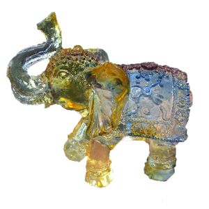 Prezent Craft Kolorowe Glazura Rzeźba Zwierząt Słoń Dziewięciogórski Fox Świnia Reik Healing Amulet Energy Home Decoration Originality