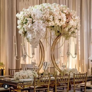 Party Decoration Rose Gold Metal Table Centerpieces Flower Stands Arrangement For Wedding