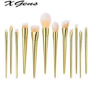 7 pc Rose Gold Makeup Brushes Set tool for Eyeshadow Eyebrow Fundation Powder Concealer Blush Long handle Makeup maquiagem