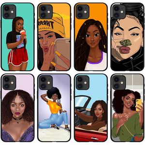 Czarna dziewczyna Miękkie TPU Zderzak Przypadki Telefon Melanin Poppin Zaprojektowany etui African American Afro Girls Cover dla iPhone Apple Plus XR X Pro