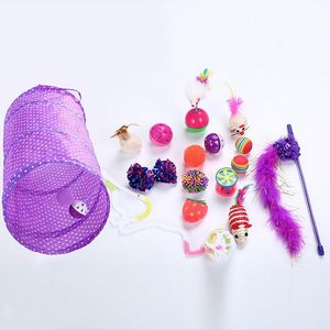Wholesale toys for pet mice resale online - Cat Toys Set Pet Kit Collapsible Tunnel Toy Fun Bell Feather Mice Shape Kitten Dog Interactive Play Supplies