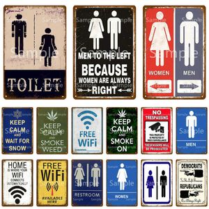 女性の男性のトイレの金属記号のトイレの錫のサイン壁の装飾男洞窟ホテルパブバーアイアン絵画フレッシュwifiメタルポスターYL110 Q0723