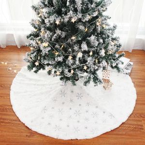 бисера рождественская елка юбка оптовых-Рождественские украшения см плюшевые бусины белые серебряные снежинки вышитые деревья юбка укладки