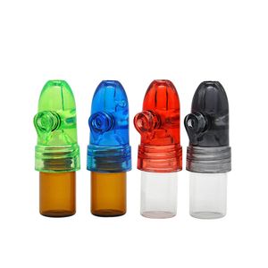 glasspender großhandel-53 mm in der hellen Rauchen Acryl Kunststoff Snuff Snorter Dispenser Nasal Rauchrohr Glas Pille Flasche Flasche Fall Aufbewahrung